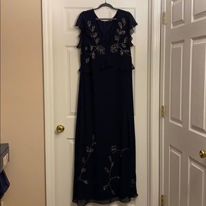 Boohoo beaded Long navy blue evening dress…